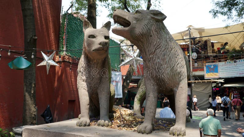 Coyotes en el mercado del artcraft en coyoacan fotografía de archivo Coyotes en el mercado del artcraft en coyoacan fotografía de archivo