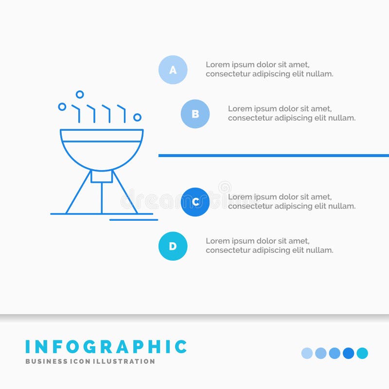Cozimento do BBQ, acampamento, alimento, molde de Infographics da grade para o Web site e apresenta??o Linha vetor infographic do ilustração royalty free Cozimento do BBQ, acampamento, alimento, molde de Infographics da grade para o Web site e apresenta??o Linha vetor infographic do ilustração royalty free
