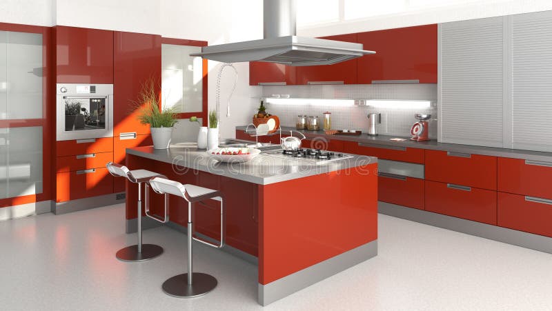 Cozinha vermelha ilustração stock Cozinha vermelha ilustração stock