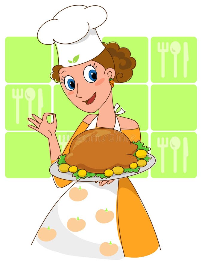 Dona De Casa Engraçada Dos Desenhos Animados Com Bolo. Dona De Casa De  Vetor Feliz Com Produtos De Padaria. Mulher Bonita No Velho Estilo Retrô.  Jovem Senhora Fazendo Torta. Ilustraciones svg, vectoriales