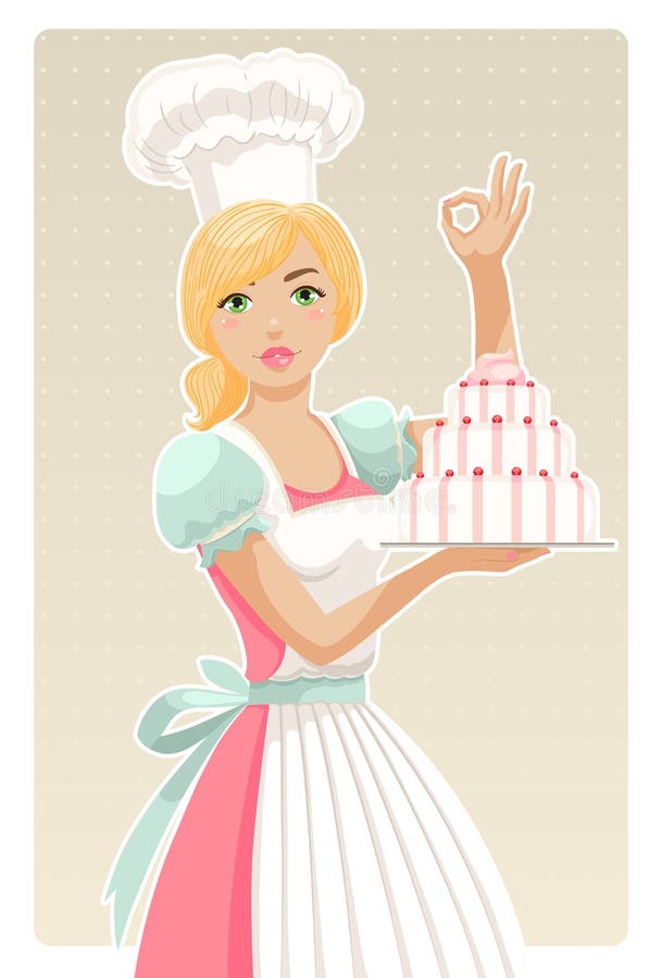 Cozinheiro chefe da menina ilustração royalty free Cozinheiro chefe da menina ilustração royalty free
