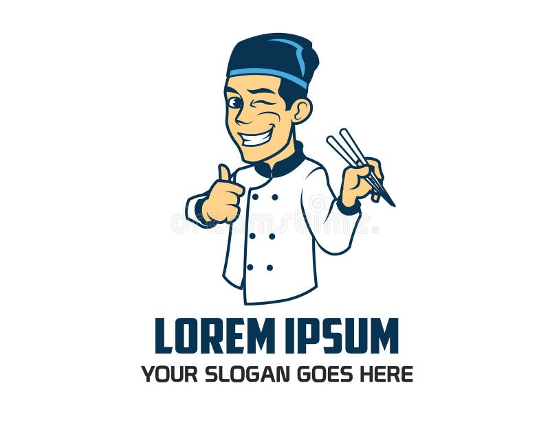 Cozinheiro chefe oriental Logo ilustração royalty free Cozinheiro chefe oriental Logo ilustração royalty free