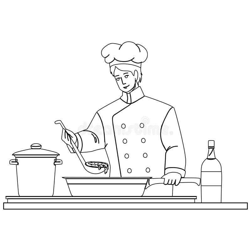 Cozinheiro Cozinheiro Com Folha De Receitas Uniforme De Restaurante  Profissional De Cozinha. Ilustração De Estoque Vetorial Isolad Ilustração  do Vetor - Ilustração de cozedura, cozinha: 215494724