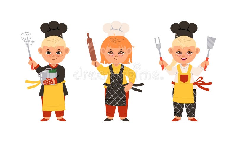 a criança faz um jogo infantil - o cozinheiro prepara a comida. ilustração  em vetor desenho animado isolada 3695260 Vetor no Vecteezy