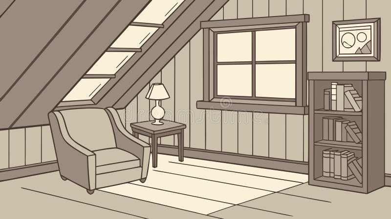 Cozy Attic Workspace with Desk Vector, Home Office Nook, vector design Generative AI royalty free illustration