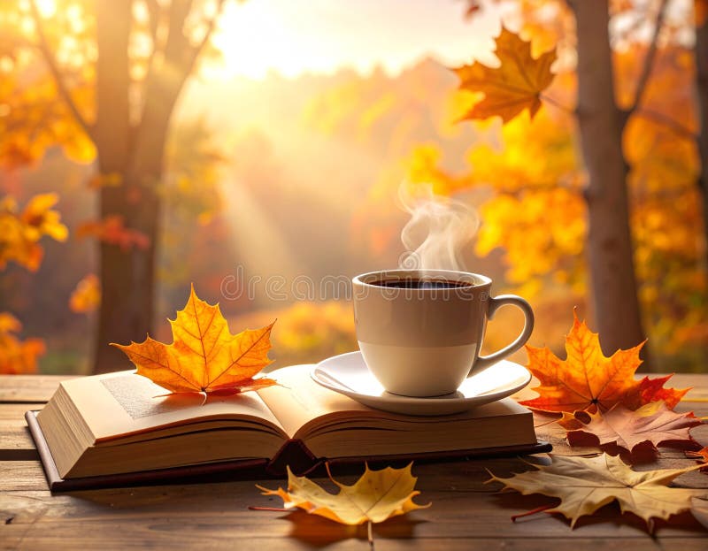 Cozy autumn morning scene generative vector illustration