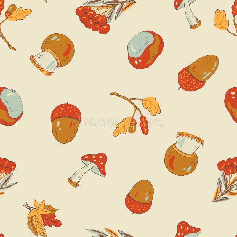 Cozy autumn vector illustration, hand-drawn warm seasonal objects vector illustration