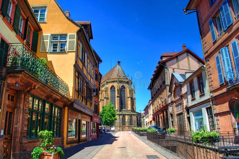 Cozy beautiful street in Colmar, Alsace, France