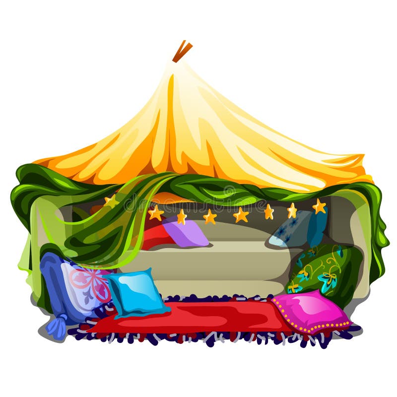 Bed, pillows and blankets stock vector. Illustration of modern 66165781