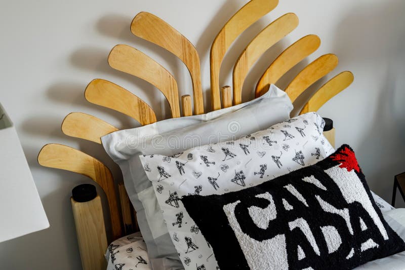 Cozy Bedroom with Fluffy Pillows on the Bed Stock Photo Image of