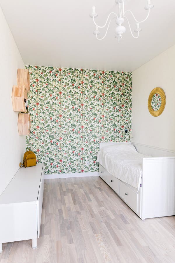 Cozy Bedroom, Nightstand and Wardrobe. Lifechanging Minimalism Stock Photo Image of bedding