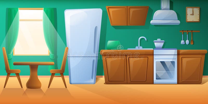 cartoon background kitchen