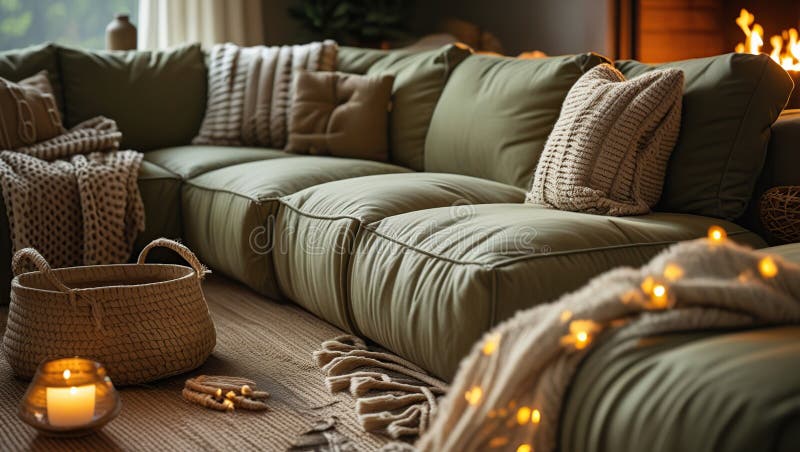 Cozy Green Modular Sofa stock illustrationer