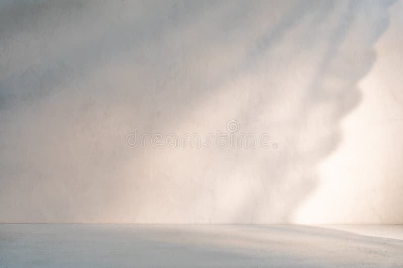Cozy home neutral minimalist rustic background with low sunlight and soft shadows from openwork curtain