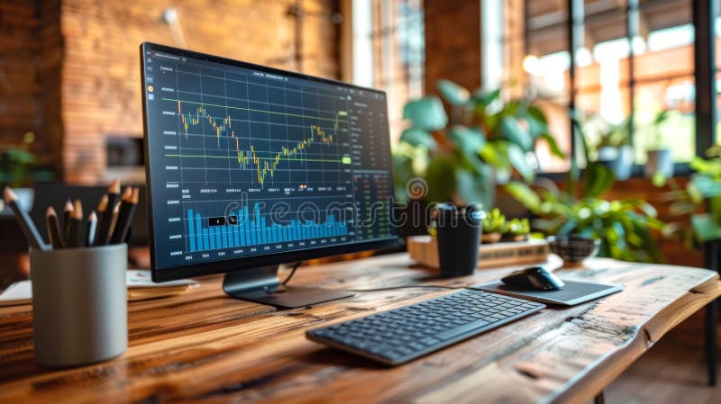 Stock Market Trading Screen Cozy Home Office Stock Photos - Free ...