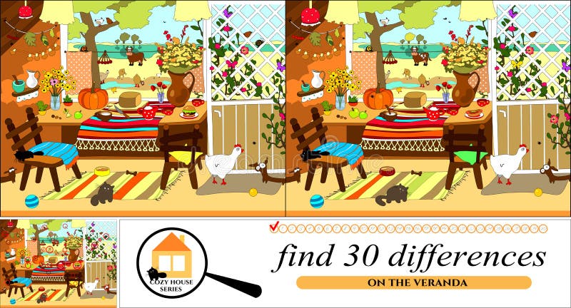 Cozy House Series. Find Differences. Stock Vector - Illustration of ...