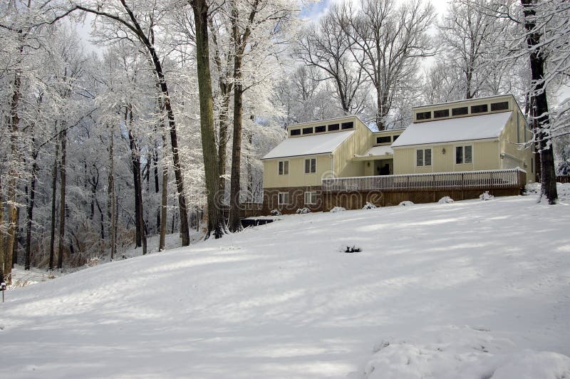 Cozy House on Snow Covered Hill