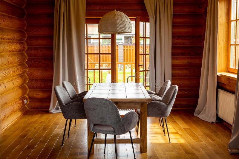 Cozy Interior Design Of A Wooden Cottage Stock Photo - Image of cottage