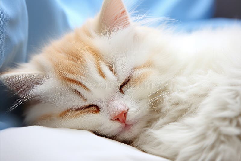 Cozy Kitten. Adorable Sleep on Soft Blanket with Copy Space Perfect
