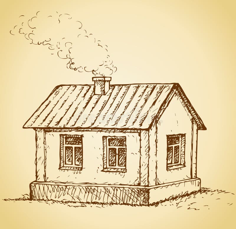 Cozy Little House Vector Sketch Stock Vector 