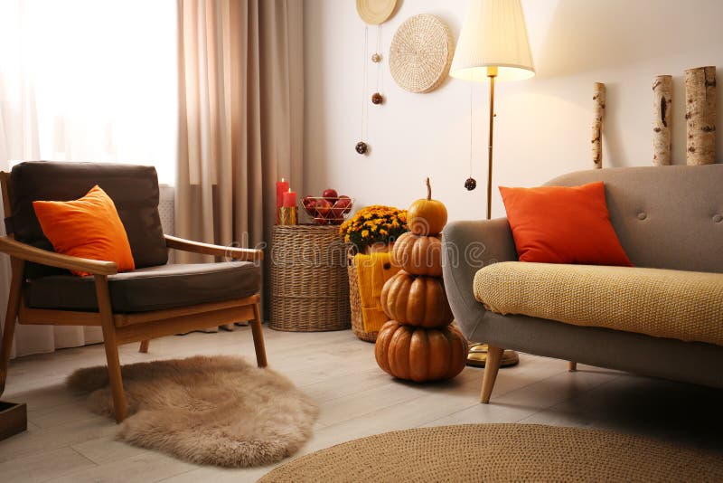 Cozy Living Room Interior Inspired by Colors Stock Photo - Image of ...