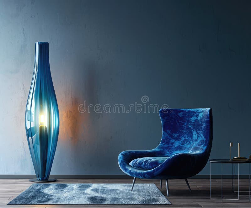 Cozy Modern Living Room with Elegant Lamp Stock Illustration