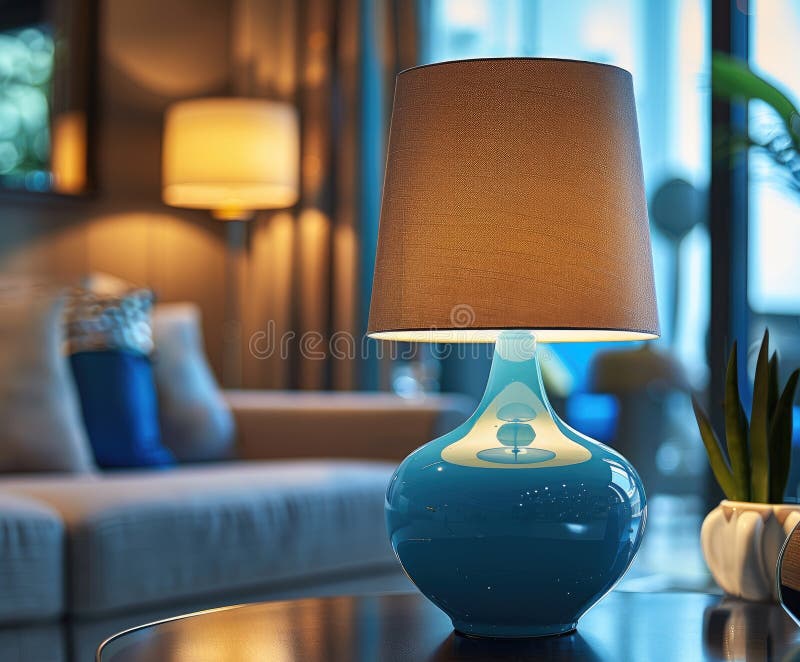 Cozy Modern Living Room with Elegant Lamp Stock Illustration