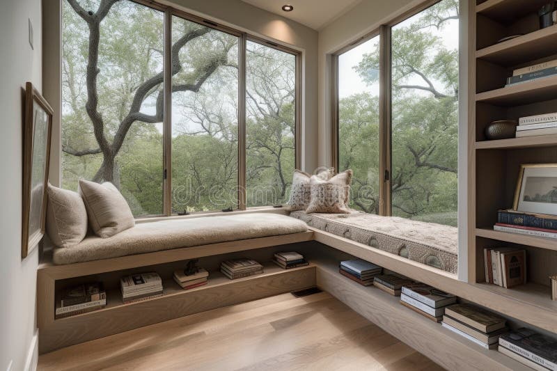 cozy reading nook with windows and view of the outside for added vibrancy