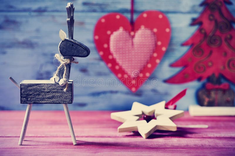 Cozy rustic christmas ornaments royalty free stock photo