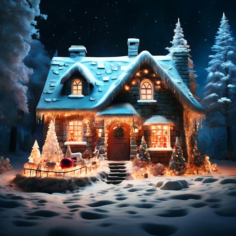 Charming stone cottage in Iceland adorned with festive Christmas decorations, warm lights, and snow-covered scenery for a cozy winter vibe. Traditional icelandic cottage house stock images, royalty-free photos and pictures