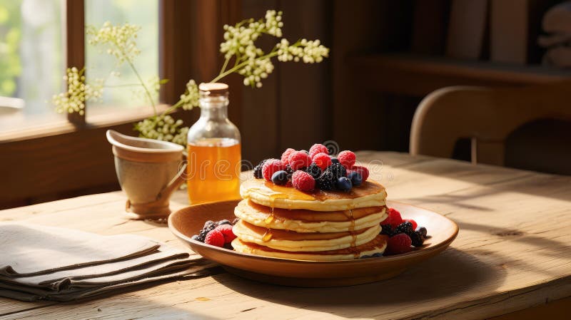 Cozy wooden plate royalty free illustration