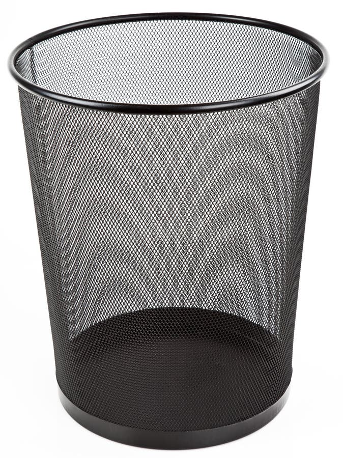 Coș de gunoi negru cu ochiuri metalice stock photo