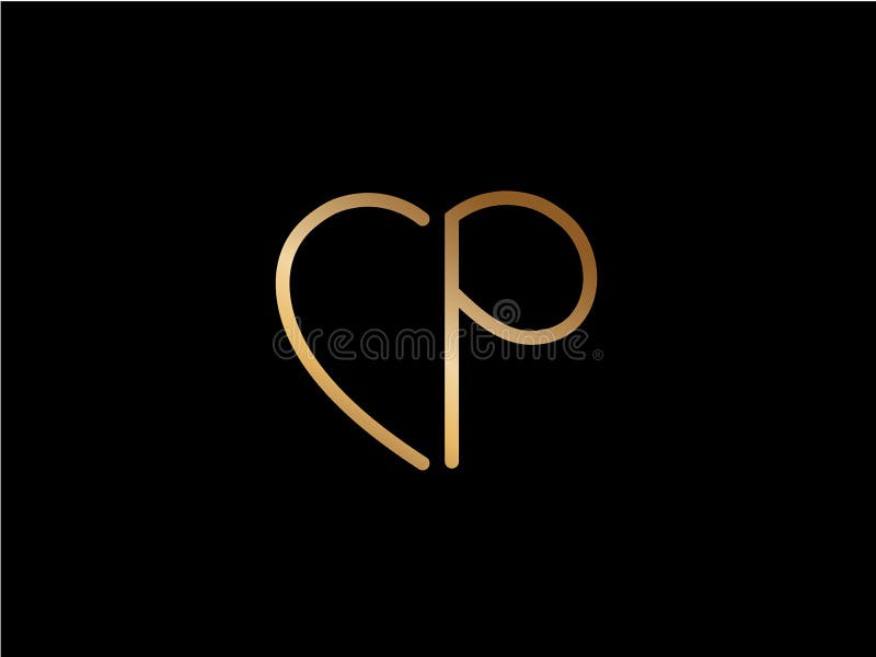 PM Initial Heart Shape Red Colored Logo Stock Vector