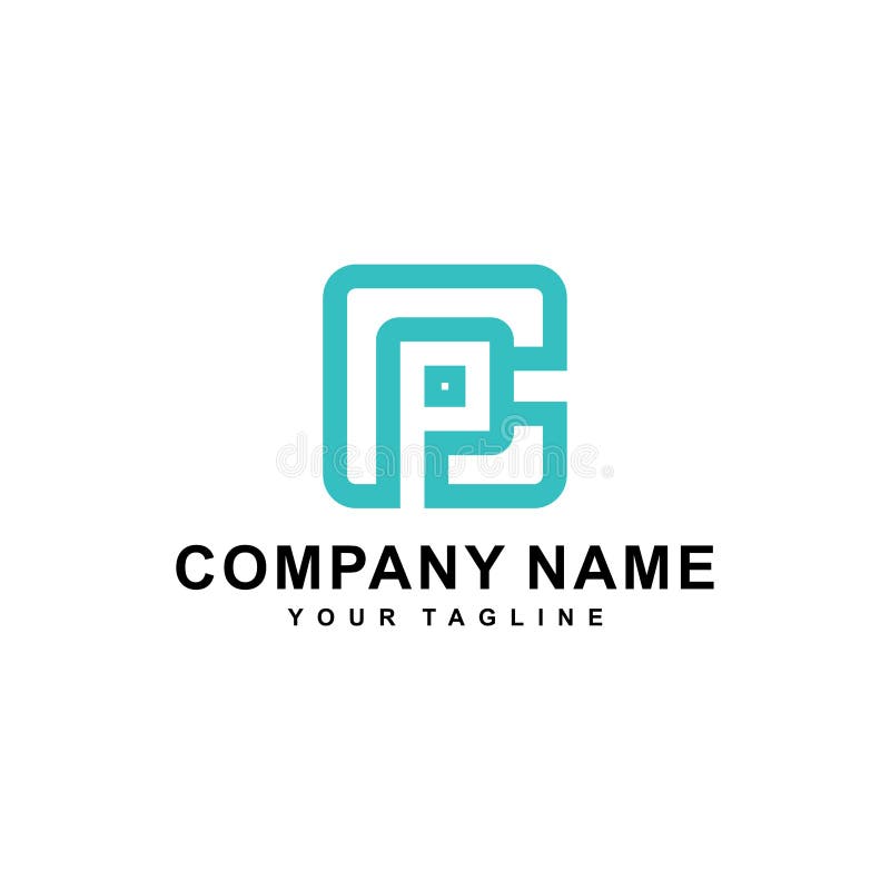 CP或PC字母模板徽标设计矢量图 库存例证