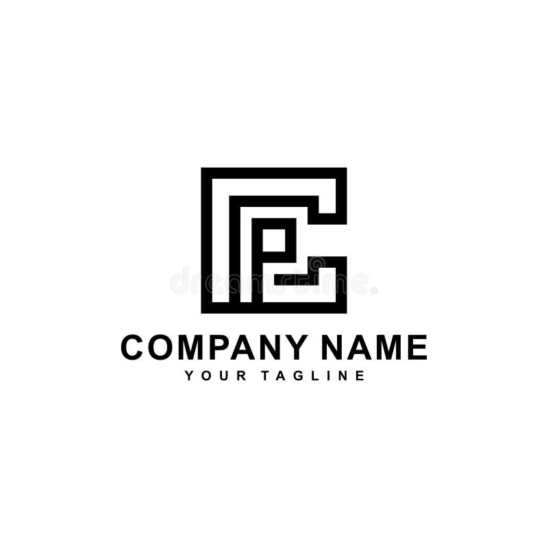 CP或PC字母模板徽标设计矢量 向量例证