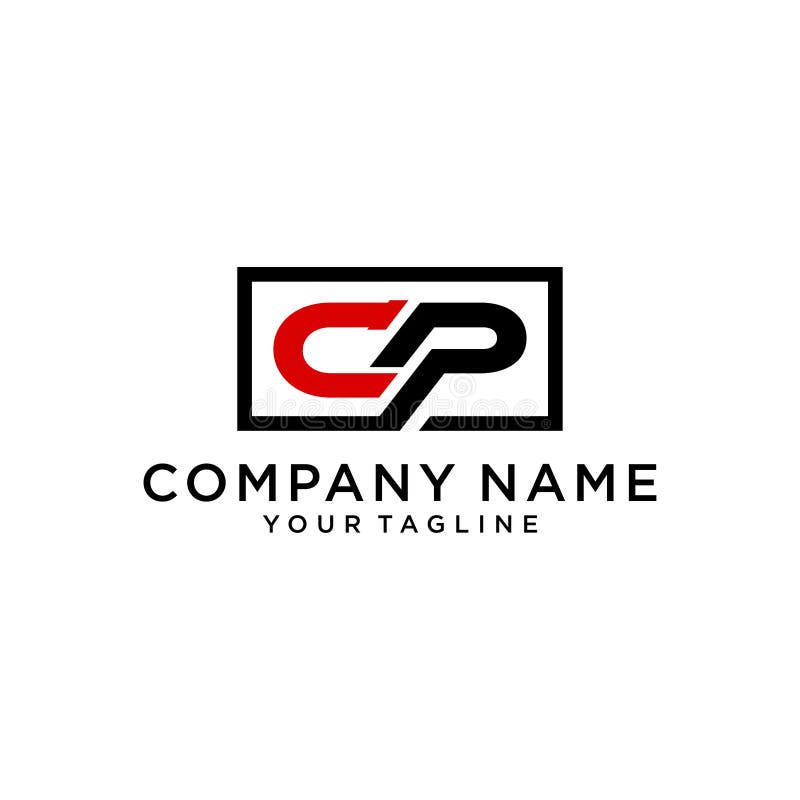CP或PC字母模板徽标设计矢量图 库存例证
