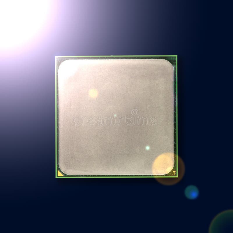 CPU. Computer processor on a dark background. Isolated. Computer parts stock image