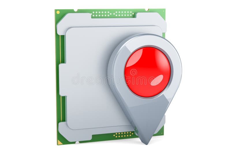 Cpu computer processor unit with map pointer d rendering cpu computer processor unit with map pointer d rendering isolated on