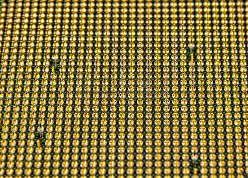 CPU pins. Central processor unit upside-down stock image