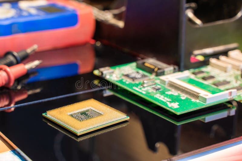 CPU Processor Chip on Equipment Table Stock Photo Stock Image Image