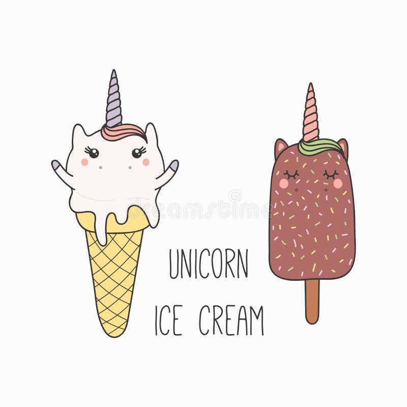 Crème Glacée De Licorne De Kawaii Illustration De Vecteur