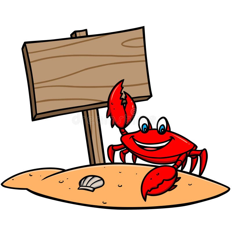 Crab Beach Sign stock vector. Illustration of painting 53833799
