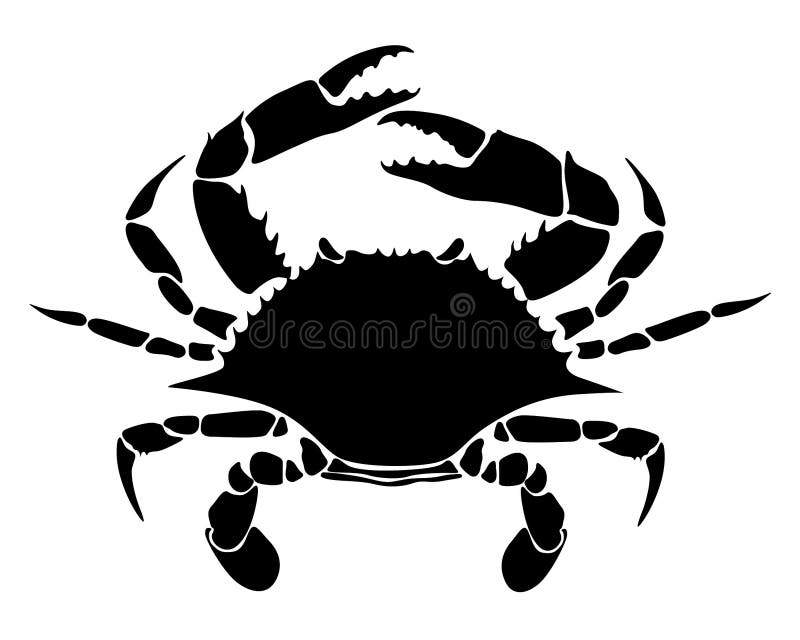 crab black on a white background with large claws