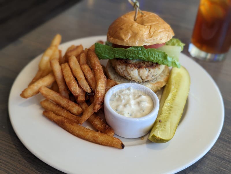 Crab cake crispy fries stock image. Image of lunch, dish 262779709
