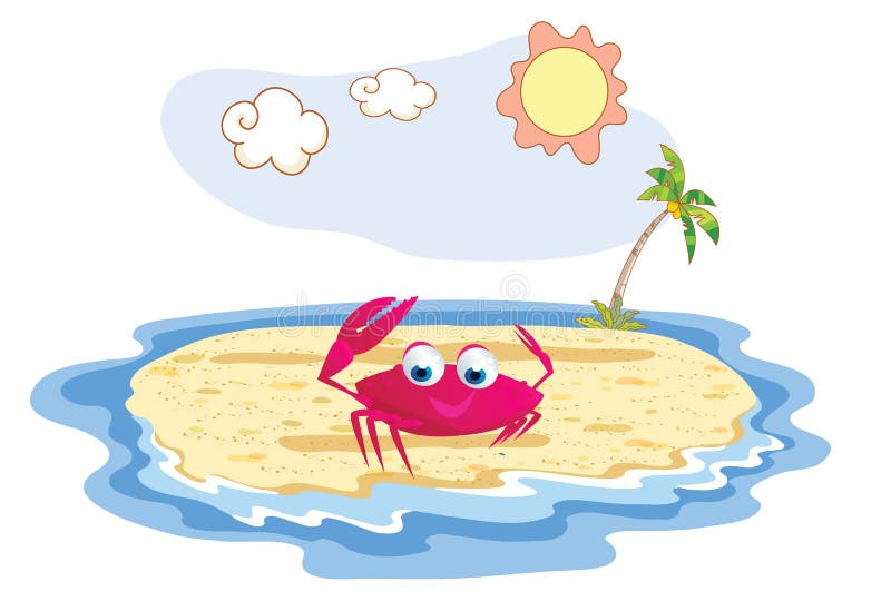 Crab Funny Posing at the Beach Stock Illustration - Illustration of symbol,  life: 39048645