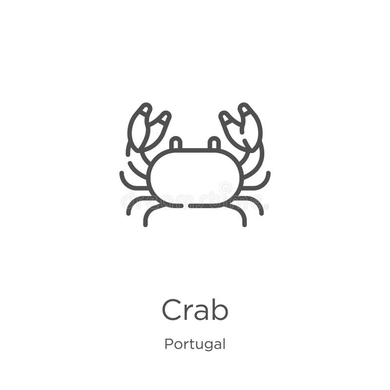 crab icon vector from portugal collection. Thin line crab outline icon vector illustration. Outline, thin line crab icon for vector illustration crab icon vector from portugal collection. Thin line crab outline icon vector illustration. Outline, thin line crab icon for vector illustration