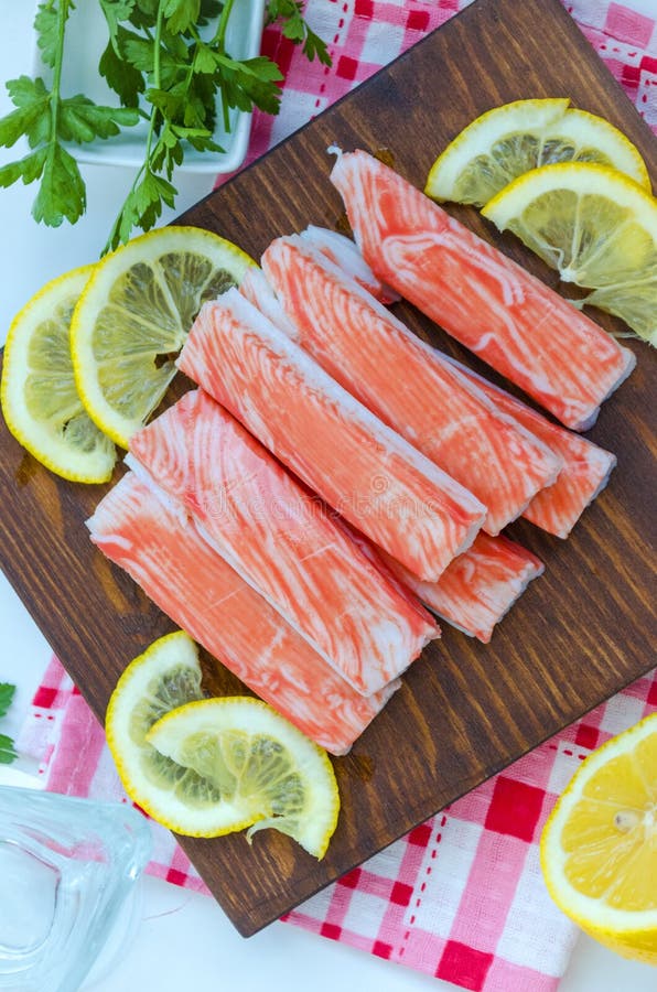 Crab meat in sticks stock photo. Image of food, fish 134539012