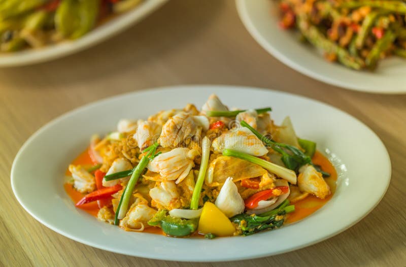 Crab Meat with Yellow Curry Powder Stock Image Image of oriental