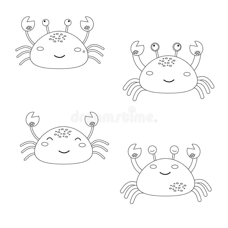 Crab in Outline Style. Vector Illustration Stock Vector Illustration