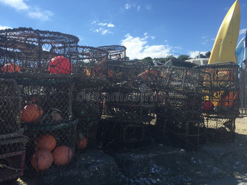 Crab Pots Stacked on the Beach Stock Image Image of stacked, crab